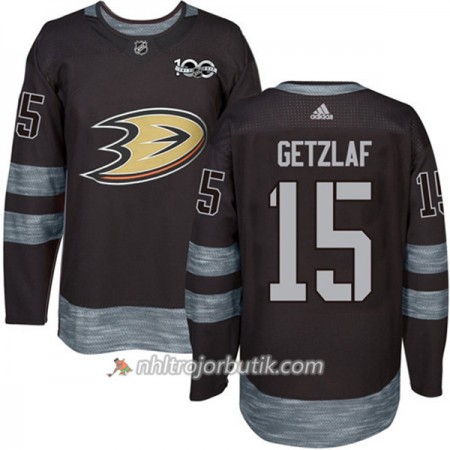 Män Ishockey Anaheim Ducks Tröja Ryan Getzlaf 15 1917-2017 100th Anniversary Adidas Svart Authentic